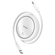 CABLU alimentare si date Baseus Free2Draw Mini, Fast Charging Data Cable pt. smartphone, retractabil, USB Type-C la USB Type-C 100W, 1m, alb  P10364500211-00  (timbru verde 0.08 lei) - 6932172647520