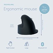 R-Go HE Mouse, Ergonomic mouse, Large (above 185mm), Right Handed, wireless