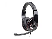 GEMBIRD usb stereo headset rotating music gooseneck microphone inline volume control adjustable headband black/red
