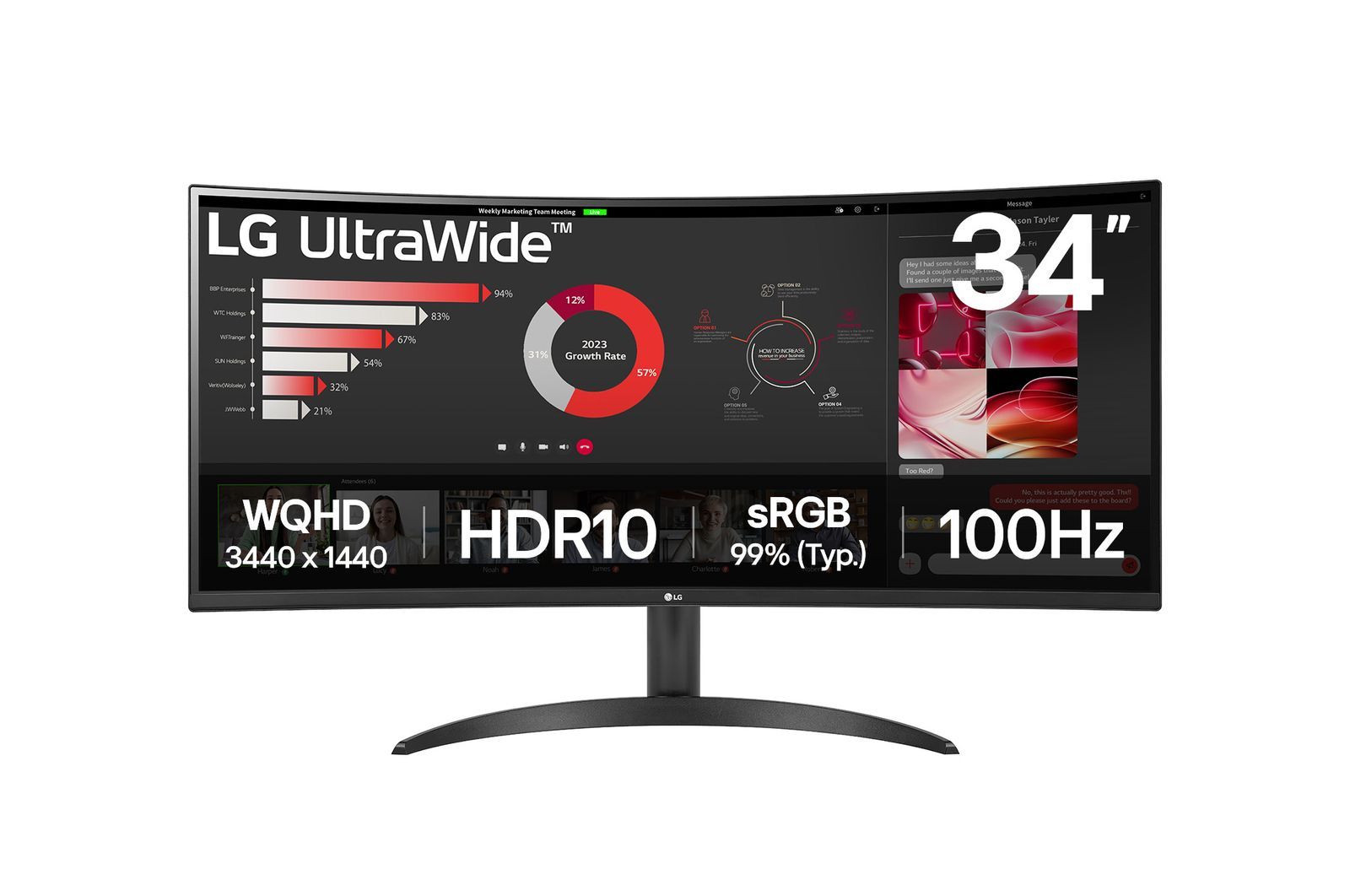 Monitor 34 inch LG 34WR50QK-B 3440 x 1440, 100 Hz