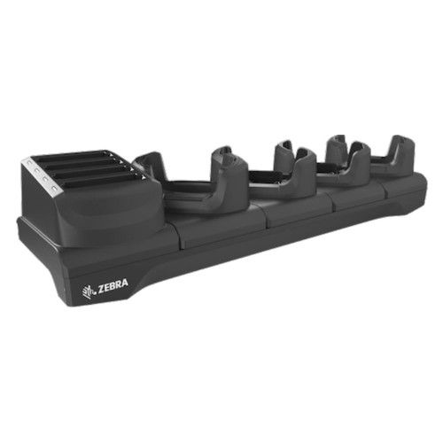 TC53/TC58 multi-slot cradle to charge 4 devices and 4 spare batteries. Includes Shims for device with or without rugged boot