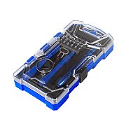 TRUSA scule surubelnite, LOGILINK, set 17 bucati: 12x biti (0.3x1.5mm,0.4x2.0mm,T4,T5,T6,T7,PH000,PH00,PH0,Y1,0.8mm,0.2mm), 2x bara plastic, 1x ventuza transparenta, 1x pin card SIM, maner din aliaj,  WZ0057