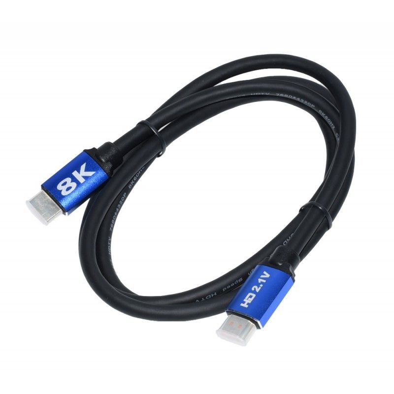 HDMI cable version 2.1 HDMI A male to HDMI A male, 3m, maximum resolution: 8K@120Hz/60Hz
- HDMI connector: in the metal case
- other supported resolutions: 4K@144Hz/120Hz/60Hz
- compatible with: HD 2.0, 1.4 &ampamp 1.3
- 24K gold-plated contacts, oxygen-free copper conductor with 99.996% purity
- supports: HDR10, VESA DSC1.2a, BT.2020 and Dolby Vision, Variable Refresh Rate (VRR) and Quick Frame Transport, Enhanced Audio Return Channel (eARC), HD Dolby 7.1, DTS-HD Master Audio and Dolby Atmos
- 48Gbps and triple shielding: supports up to 48Gbps, ultra-high speed.
- tested connection - disconnection over x 6000, triple shielding resists up to 3000 bends up to 90&ampdeg
- compatible with: Apple TV, Nintendo Switch, Fire TV, Roku, Xbox, Playstation, PS4 Pro, Blu-ray player, projector, etc.
Packaging: blister 1 pc.