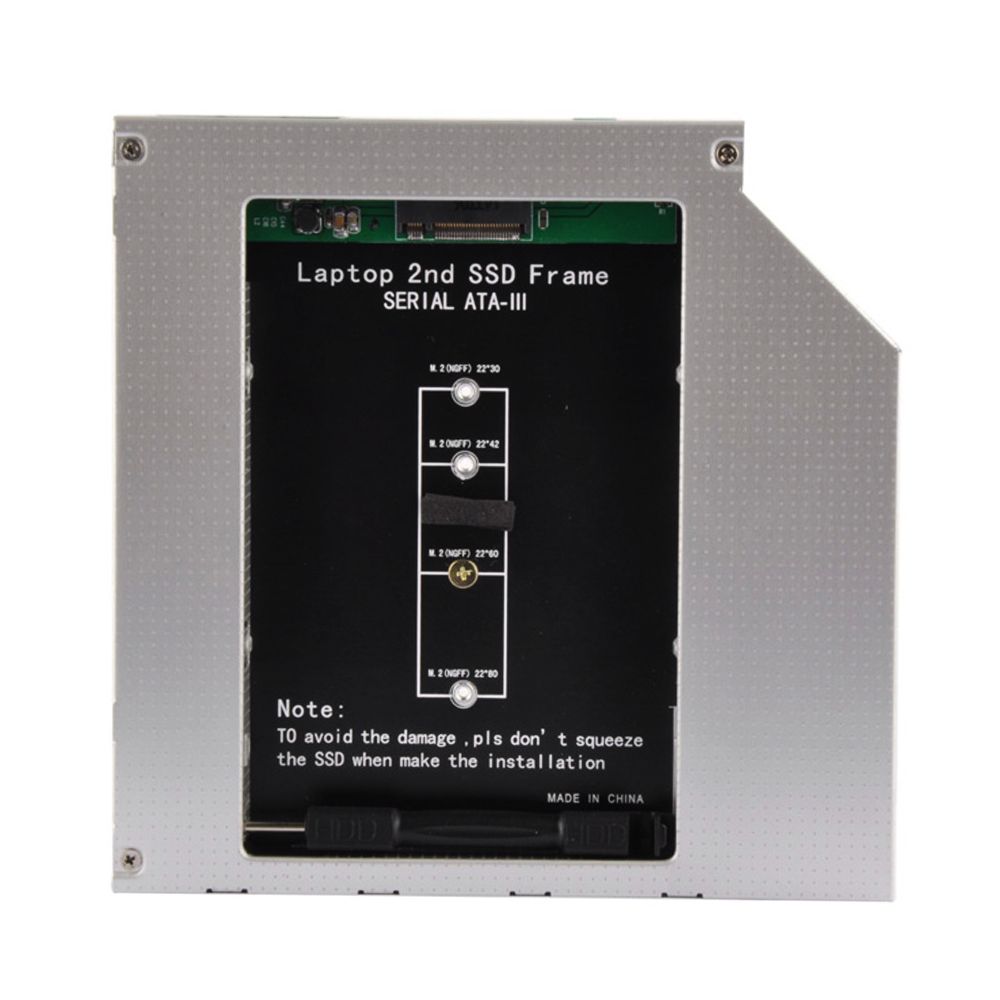 Rack (adapter) slim DVD SATA3 caddy to M.2 NGFF (2230,2242,2260,2280) SSD 9.5mm
Packaging: blister 1 pc.
