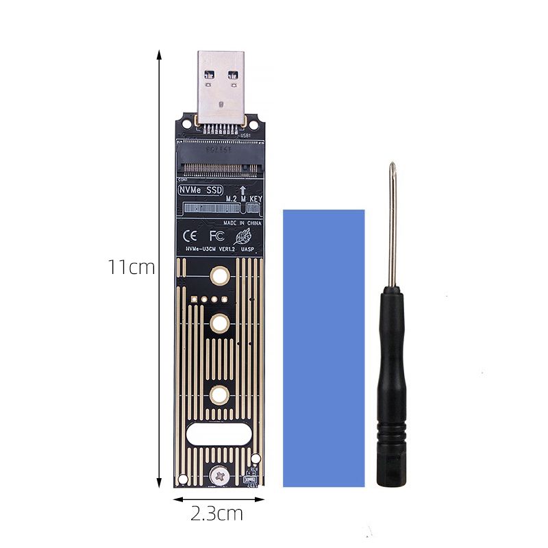 Metal rack without case for M.2 SSD with USB 3.0 port
- supports: M.2/NVMe (2230,2240,2260,2280)
- supports: SSD M key and M+B key
- do not supports: SSD B key type SATA
- max. capacity HDD 6TB
Packaging: box 1 pc.