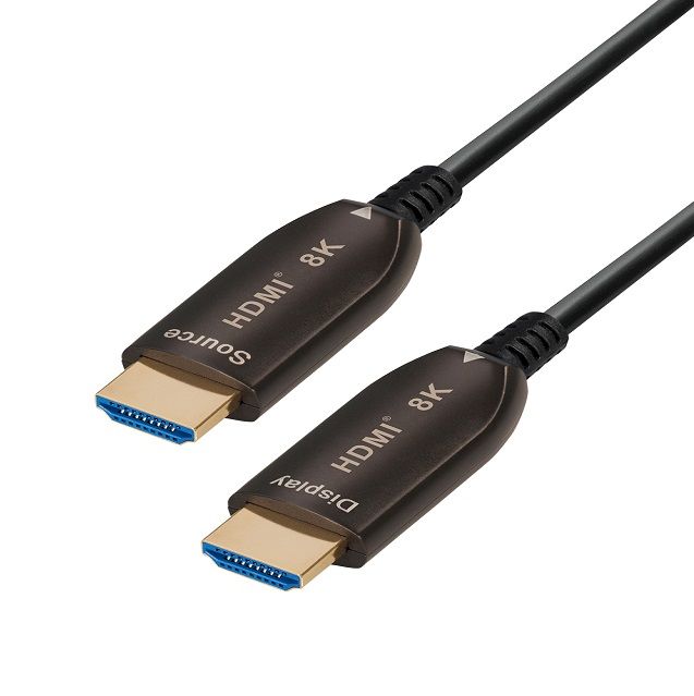 Optical HDMI cable AOC 8K@60Hz 70m, 2.1 high speed, 4K@120Hz, gold plated

The Hybrid HDMI optical cable connects devices over long distances of up to 100 m without data loss

The &ampquotoutput&ampquot of the HDMI connector should be connected to the device (such as HDTV), never to the video source (such as DVD)

The connector labeled &ampquotSource&ampquot connects the DVD or BlueRay.

The connector labeled &ampquotDisplay&ampquot connects the LCD, TV or projector.

- Max resolution 8K @ 60hz, YUV 4:4:4

- Bandwidth: 48 Gbps

- Optical fiber transmission signal, without electromagnetic interference

- Compatible HDCP 2.2, HDR (High Dynamic Range), 3D

- eARC is a function implemented in the latest HDMI 2.1 specification, its biggest advantage being the fact that it greatly improves bandwidth and speed

- Flexible fiberglass for a small bending radius (20 mm)

- Thin outer diameter of the cable of 4.8 mm

- Gold plated connectors

- Supports high-definition resolutions up to 8K 60Hz, also supports 4K 120Hz resolutions.

- CEC (Consumer Electronics Control) support

- 4:4:4 Chroma subsampling supported

- Multi-dimensional audio formats supported (Dolby Atmos and DTS: X, etc.)

- Compatible with HDMI Ethernet Channel (HEC)

- Plug and play: no external power source is required

- 4K support - Allows video resolutions well above 1080p, supporting next-generation displays that will rival the Digital Cinema systems used in many commercial cinemas

- HDMI Cable Length Optical AOC 8K@60Hz: 70m