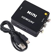 Adapter mini converter HDMI 720p / Full HD 1080p video and stereo audio to AV(RCA), black

Careful!
It is NOT bidirectional! Works only in the direction: HDMI input A female to 3 x RCA female.
It must be powered through the mini USB port!

Characteristics:
- makes it possible to connect devices w...