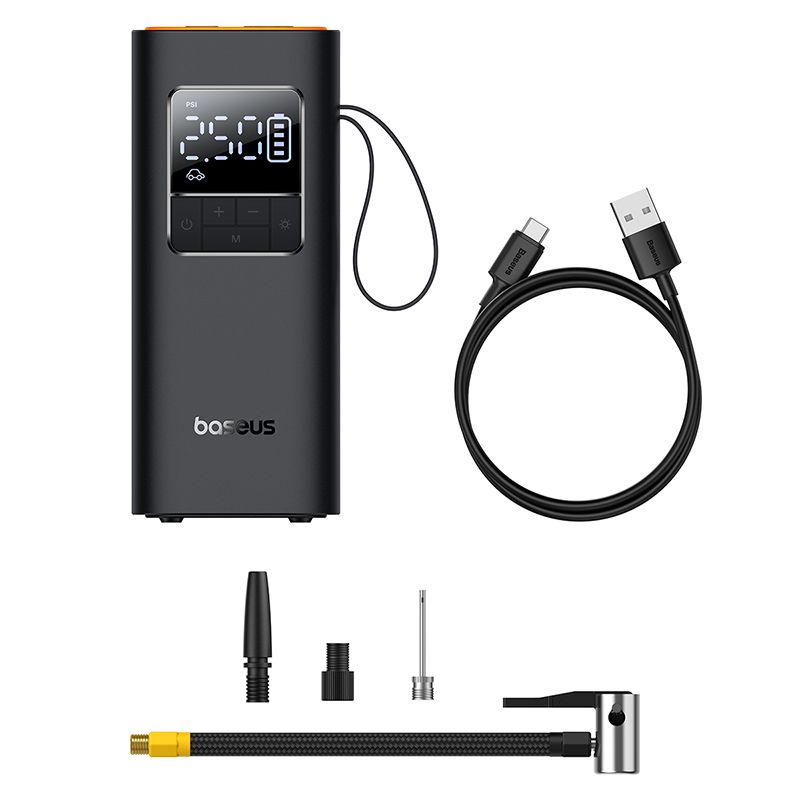 COMPRESOR AUTO Baseus SuperMini Pro Series, baterie 4000mAh/14.8Wh, display LED, negru (timbru verde 0.80 lei)  C11159300111-00   - 6932172635916