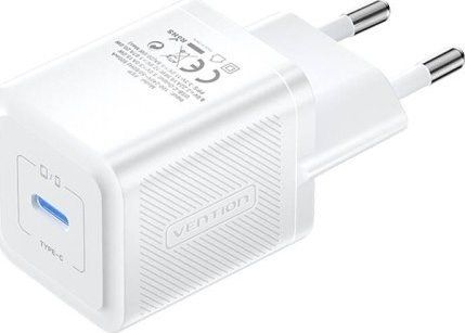 INCARCATOR retea Vention 20W, 1 x USB Type-C, 5V/3A, QC 3.0, alb,  FEPW0-EU  (timbru verde 0.18 lei) - 6922794782099