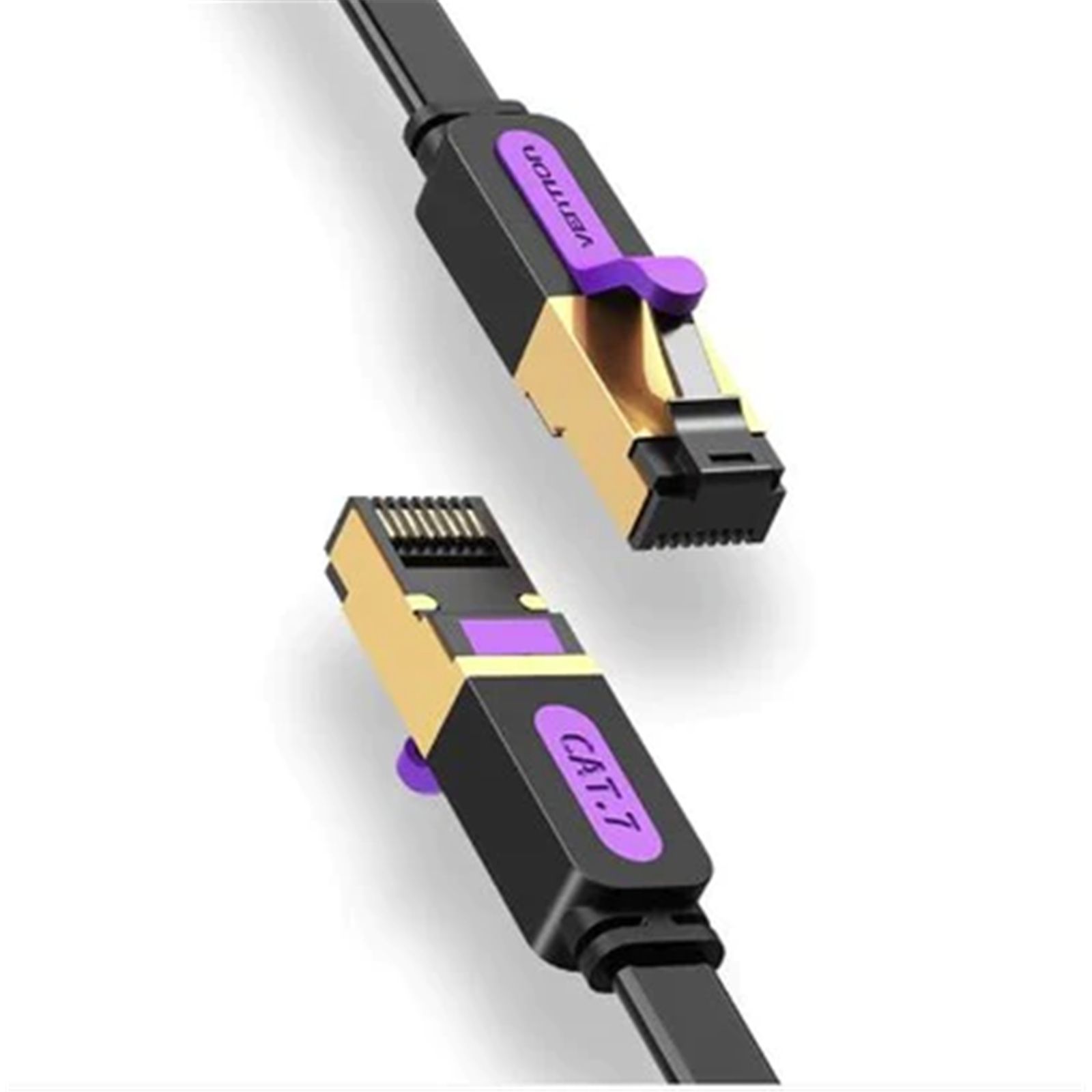 Patch Cord STP Vention, Cat. 7, 1.5m, flat cable, conductor cupru, viteza max transfer 10 Gbps, invelis PVC, negru,  ICABG  (timbru verde 0.18 lei) - 6922794729827