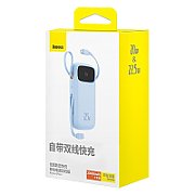 POWER BANK Baseus Qpow2 Digital Display, 20000mAh, 22.5W, 2 x USB Type-C output/input, 1 x Lightning, 1 x USB, include cablu USB Type-C la USB Type-C 30cm, albastru,  P10055002313-00  (timbru verde 0.98 lei) - 6932172636265
