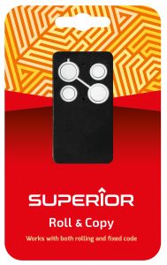 TELECOMANDA UNIVERSALA RF Superior, compatib porti si bariere cu frecv roll si copy 433.92 Mhz, necesita telecomanda orig ptr cop cod, bateriile (2xCR2025) incluse  SUPRR001  (timbru verde 0.08 lei)