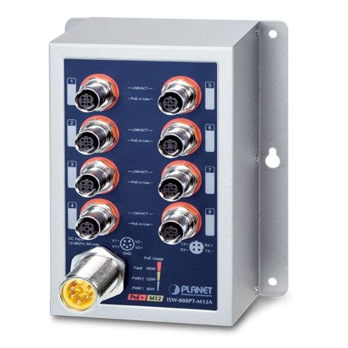 Switch Planet ISW-808PT-M12A, 10/100 Mbps
