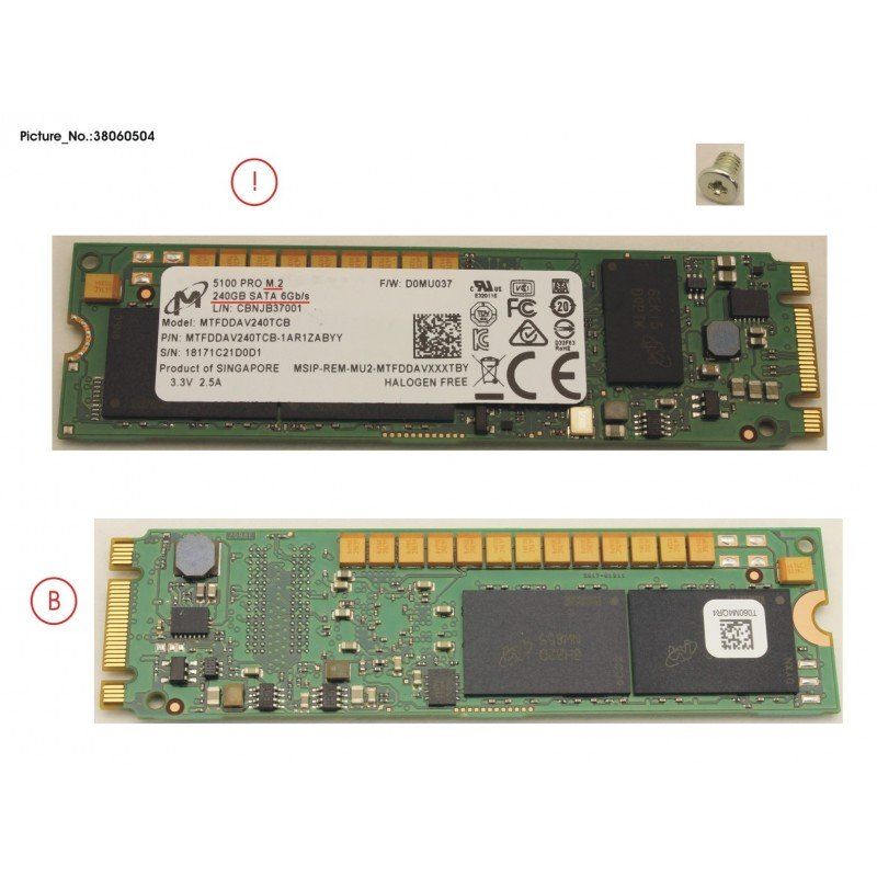 SSD server Fujitsu 5400 PRO (Micron) 960 GB, M.2 2280, SATA 6G, 3D TLC, 1.5 DWPD