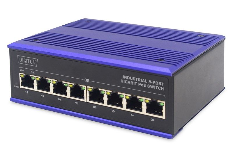 Digitus DN-651121 switch-uri Fara management L2 Gigabit Ethernet (10/100/1000) Power over Ethernet (PoE) Suport Negru, Albastru
