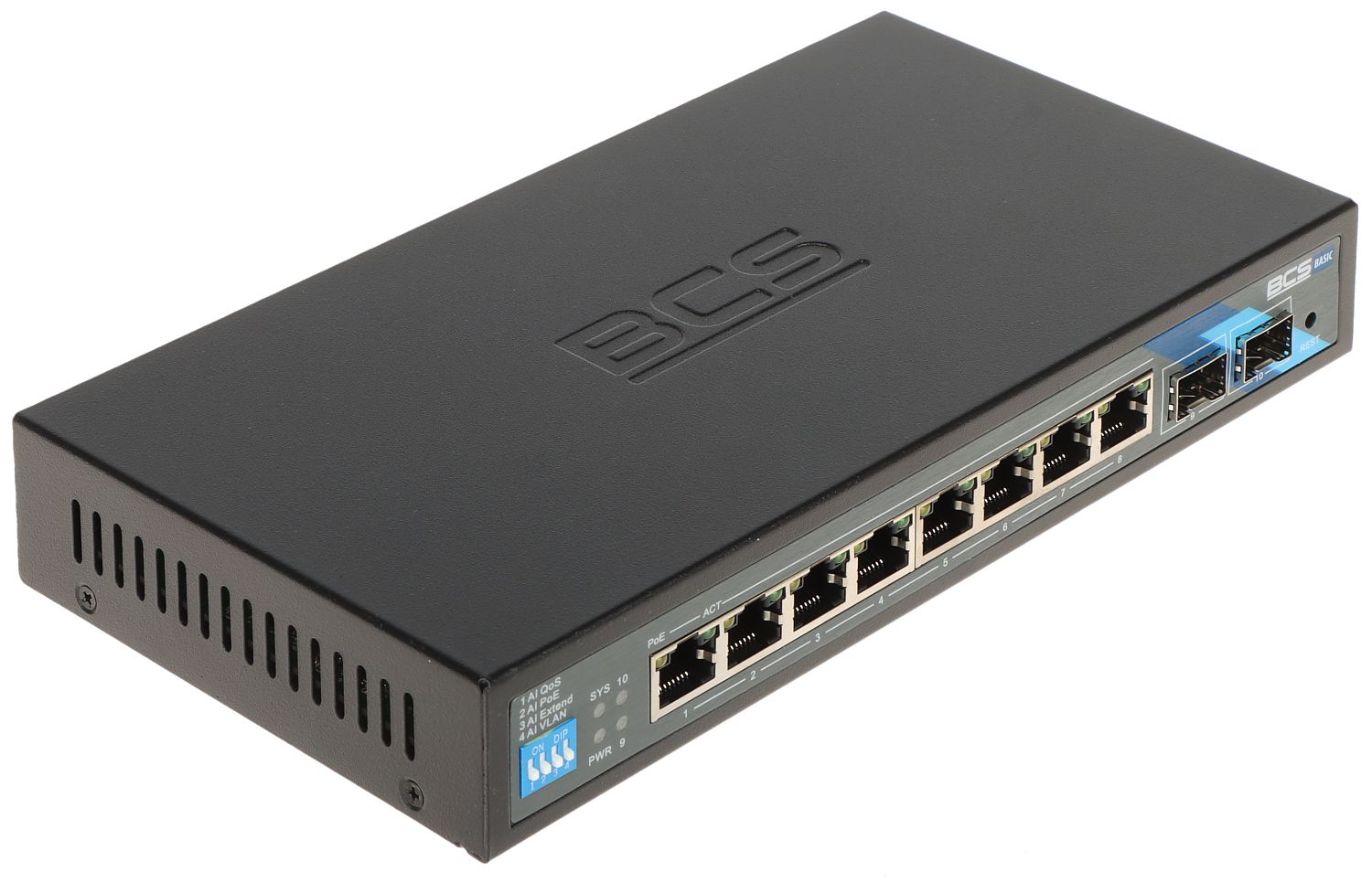 BCS BCS-B-SP08G-2SFP-M Switch PoE Gestionabil cu 8 Porturi și Uplink SFP de 1Gbps