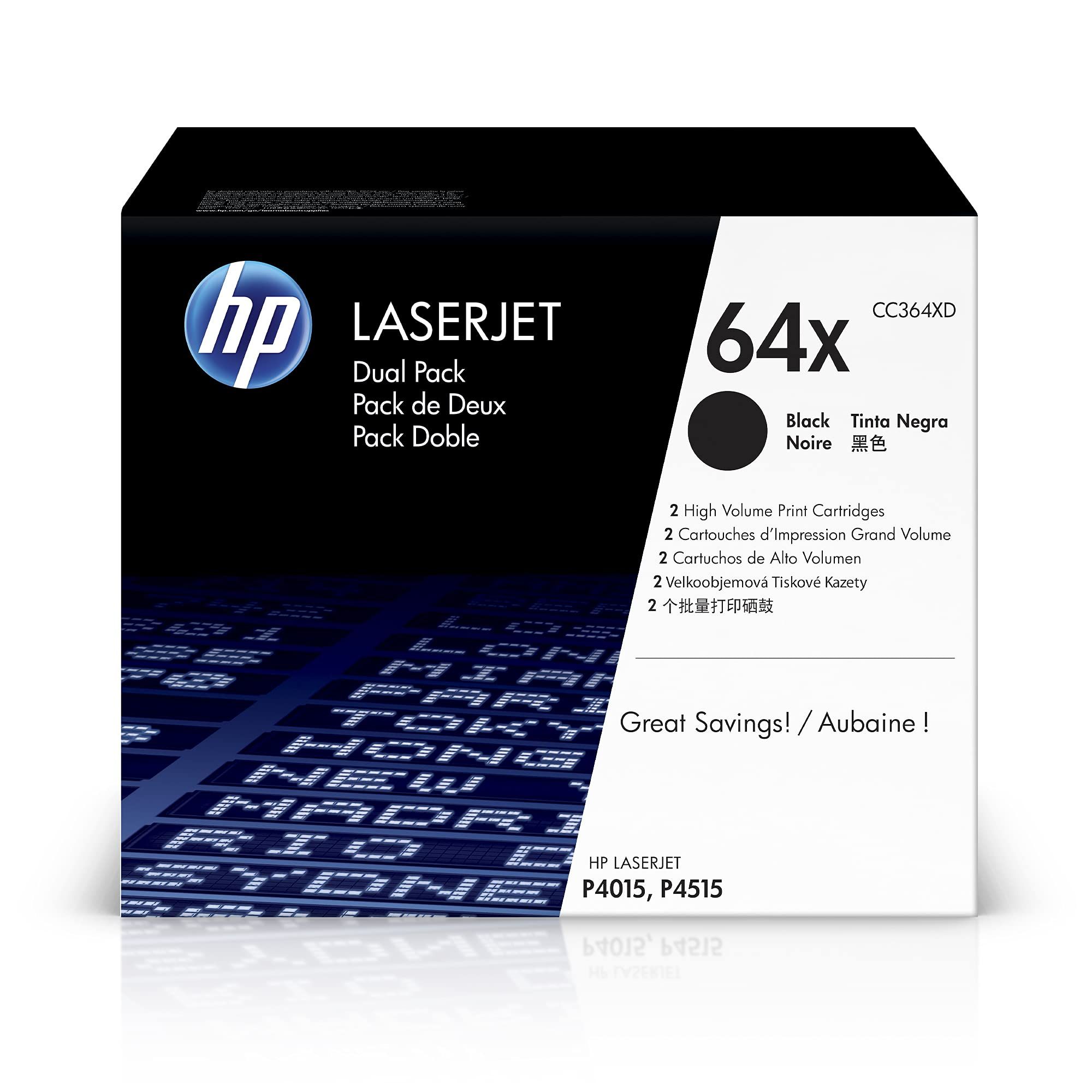 HP (CC364XD) No 64XD HP64XD HP 64XD Dual Pack Black Schwarz Cartridge (CC364XD)