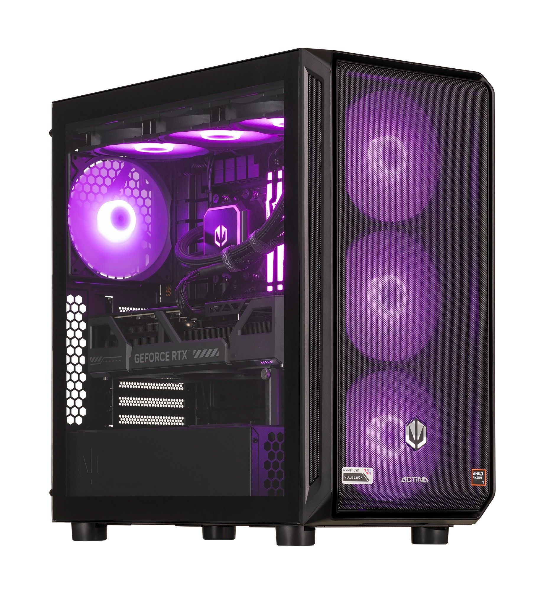 Desktop PC Actina Midi Tower, AMD 9900X (12 C / 24 T, 4.4 GHz - 5.6 GHz), 32 GB RAM, 2 TB SSD, NVIDIA GeForce RTX 5080 16 GB, Fara sistem de operare