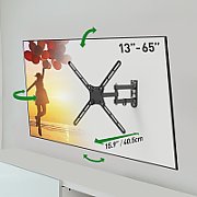 Suport perete LCD/Plasma plat/curbat Barkan, 13-65 ,3 miscari: Extension, Swivel,Tilt, VESA max. 400x400mm, max. 36Kg, negru