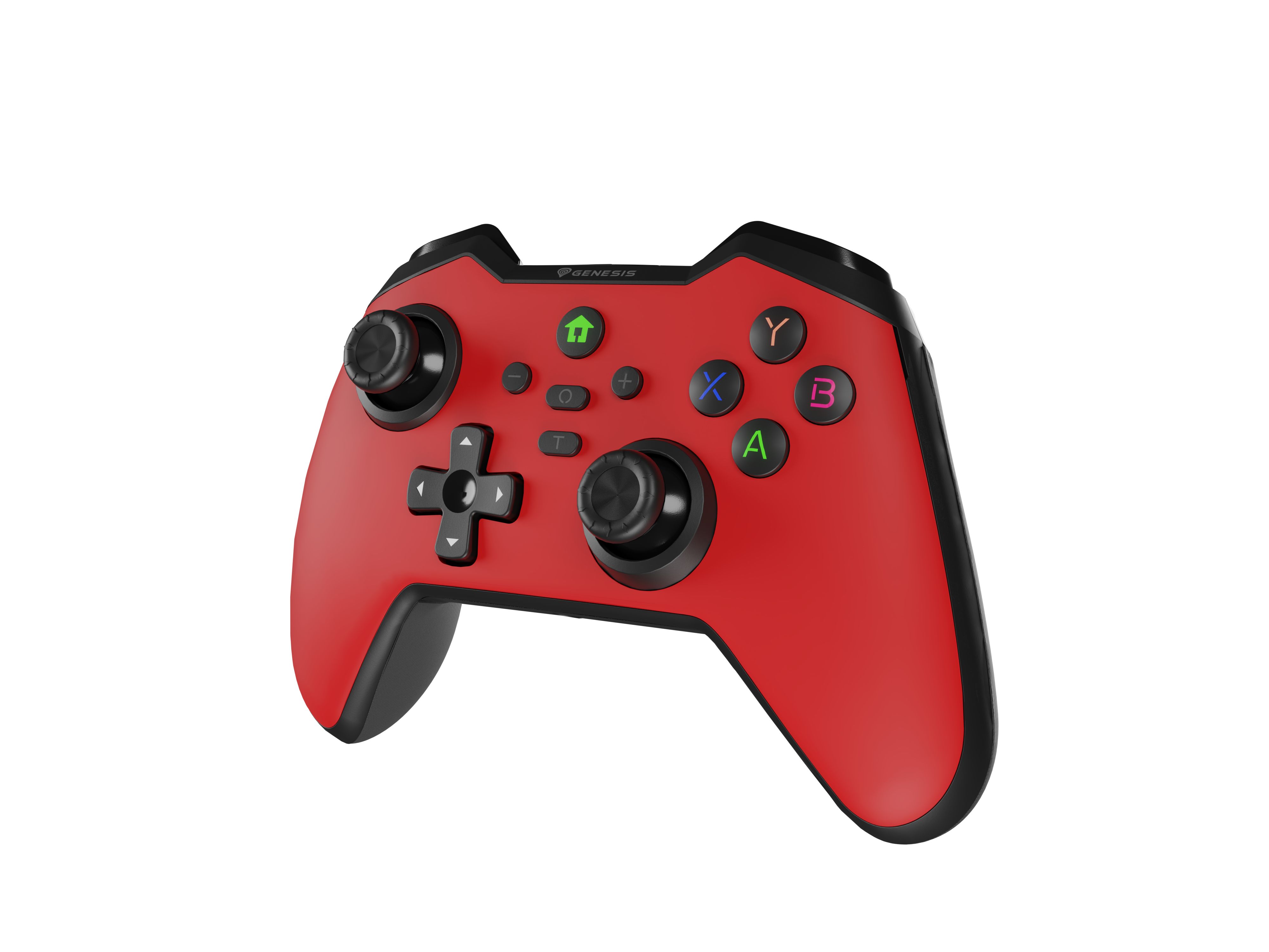 Controller wireless Genesis Mangan 400, tip Analog/Digital, interfata USB, bluetooth, numar butoane 19, lungime cablu 200 cm, acumulator 000 mAh, compatibilitate Android, iOS, MAC, Windows 10,11,7,8, rosu