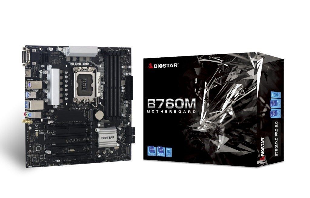 Placa de baza Biostar  B760MXC PRO , skt. LGA 1700, chipset Intel B760, mATX, 4 x DDR5 max. 256 GB, USB 3.2 gen 2, 8 x SATA, 2 x M.2, PCIe 4.0, HDMI, VGA, DVI,  B760MXC PRO