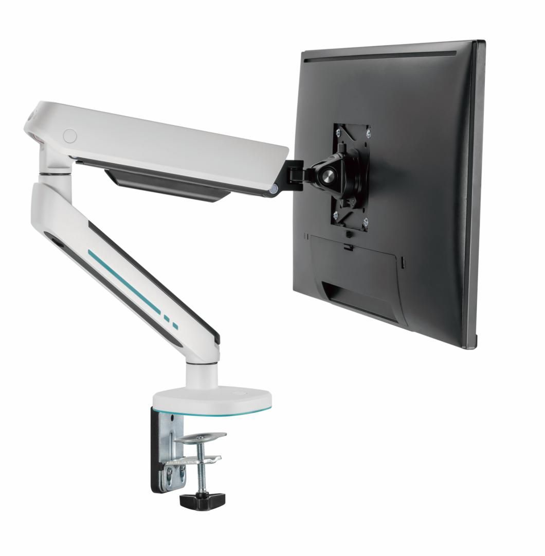 Brat pentru monitor, Material: Oțel, Aluminiu, Plastic, Suprafață finisaj : acoperire cu Pulbere, Culoare: Alb Texturat Fin, Gri Spațial Dimensiune compatibila ecran: 27 -45 , Greutate maxima (pe ecran): 5~14 kg, Greutate maxima pentru ecran curbat (pe ecran): 5~12 kg, Compatibilitate VESA: 75x75