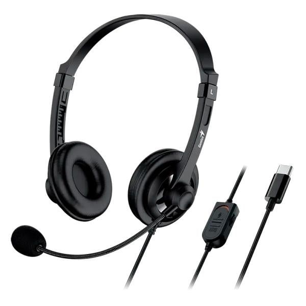 CASTI Genius  HS-230U , cu fir, utilizare multimedia, USB-A, microfon pe brat, lungime cablu 2.4m, control volum pe fir, negru,  31710021401  (timbru verde 0.18 lei) - 4710268259541