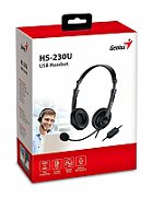 CASTI Genius  HS-230U , cu fir, utilizare multimedia, USB-A, microfon pe brat, lungime cablu 2.4m, control volum pe fir, negru,  31710021401  (timbru verde 0.18 lei) - 4710268259541