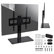 Maclean MC-450 Universal TV Stand for TV Cabinet max. 40kg  max. VESA 400x400 32-65  Tempered Glass Base 3-Level Height Adjustment