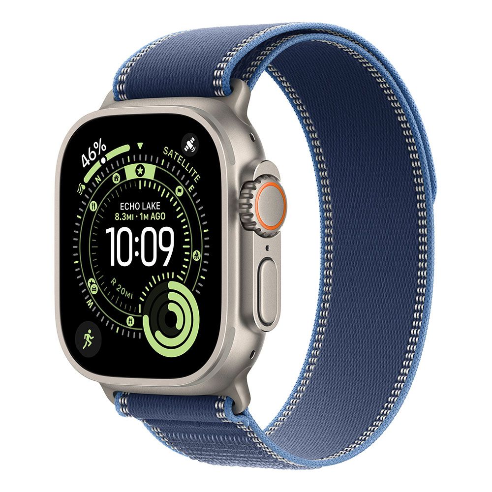 Apple Watch Ultra 3 GPS + Cellular 49mm Natural Titanium Case with Blue/Bright Blue Trail Loop - S/M