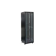 Rack 32U 600x600, montare pe podea, usa din sticla, panouri laterale detasabile si securizate, dezasamblat, culoare negru RAL 9004, DATEUP