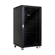 Rack 32U 600x600, montare pe podea, usa din sticla, panouri laterale detasabile si securizate, dezasamblat, culoare negru RAL 9004, DATEUP