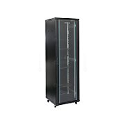 Rack 37U 600x600, montare pe podea, usa din sticla, panouri laterale detasabile si securizate, dezasamblat, culoare negru RAL 9004, DATEUP