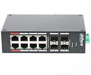 Dahua PoE Hardened Managed Desktop Layer 2 Switch, 12 Ports, 8x100M RJ-45 (PoE max 135W), 4xGbit SFP 1000 (Uplink)