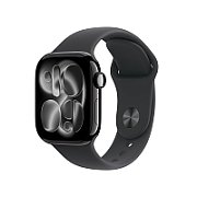 Apple Watch Series 11 GPS 42mm Carcasă din aluminiu negru intens cu brățară sport neagră - S/M