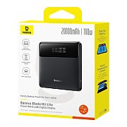 POWER BANK Baseus Blade H1, 20000mAh, PD 100W, ultra thin, 2 x USB 2 x USB Type-C, display digital pt. status baterie, total 5A, include cablu USB Type-C la USB Type-C, negru,  P10021604123-00  (timbru verde 0.98 lei) - 6932172682446