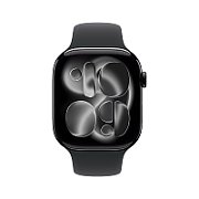 Apple Watch S11 Cellular 42mm Jet Black Aluminium Case with Black Sport Band - M/L
