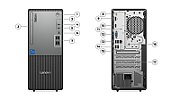 Desktop PC Lenovo ThinkCentre Neo 50t G5 Tower, Intel Core I3-14100 (4 C / 8 T, 3.5 GHz - 4.7 GHz, 12 MB cache, 60 W), 32 GB DDR5, 512 GB SSD, Fara unitate optica, Intel UHD Graphics 730 Partajata, 260 W, Windows 11 Pro
