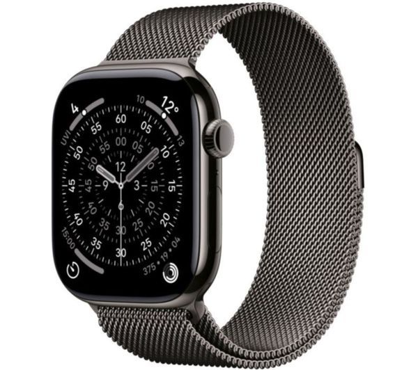 Apple Watch Series 11 GPS + Cellular 46mm Carcasă din titan ardezie cu brățară Milanese Loop ardezie - M/L