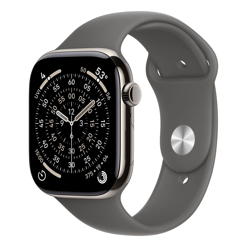 Apple Watch S11 Cellular 46mm Natural Titanium Case with Stone Grey Sport Band - S/M