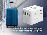 ALIMENTATOR retea 220V GEMBIRD, universal, conectori: US/UK/EU/AU, 2x USB Type-C PD 70W, 2x USB-A 15W, siguranta 10A, max. 2500W, alb,  TPA-2A3C70-01-W  (timbru verde 0.8 lei)