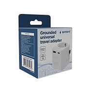 ALIMENTATOR retea 220V GEMBIRD, universal, EU la conectori: US/UK/CN/AU, cu impamantare, 1x Schuko, 1x USB Type-C PD 20W, 1x USB-A QC 18W, siguranta 10A, max. 2500W, alb,  TPA-EU1A1C20-01-W  (timbru verde 0.18 lei)