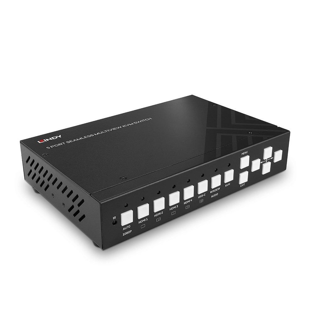 LINDY 5 Port KVM Switch Seamless Multiview 4HDMI 1USB Type C