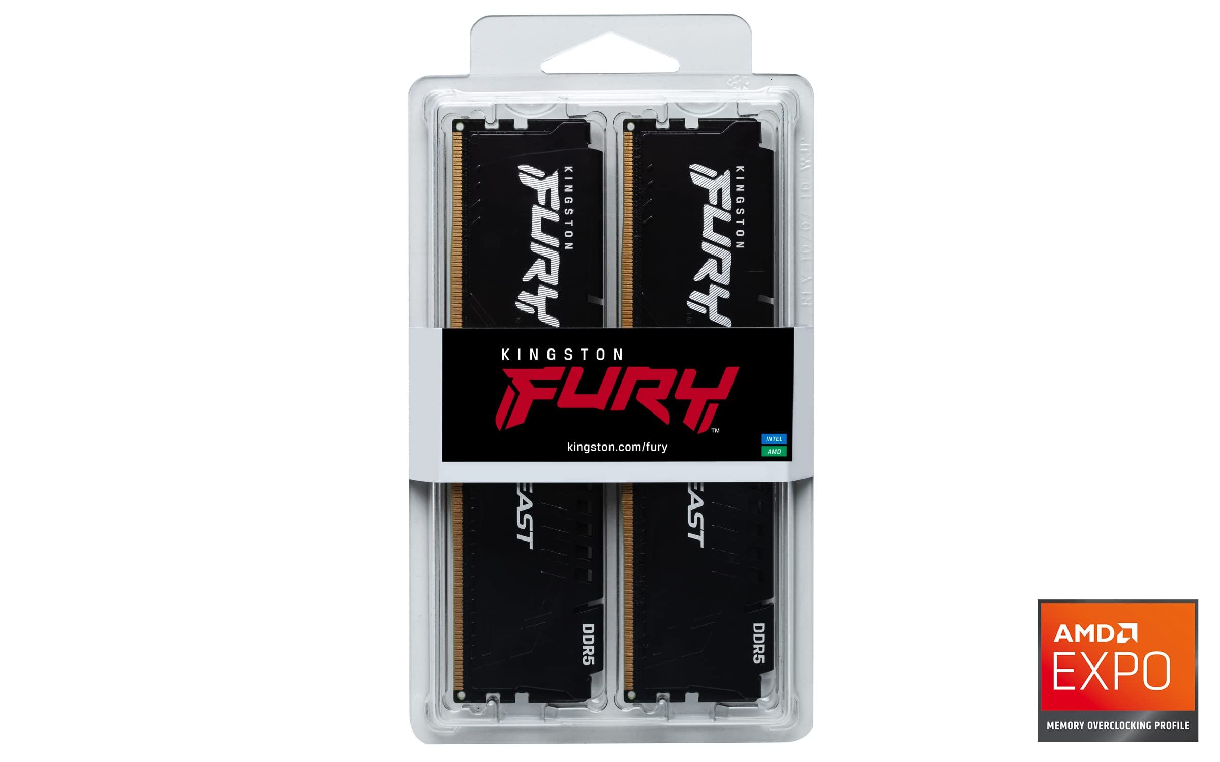 Kingston Technology FURY Beast 128GB 5600MT/s DDR5 CL40 DIMM (Kit of 2) Black