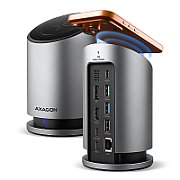 HMC-WL9, Hub 9-in-1, Wireless charging 15 W, HDMI, DisplayPort, Multi-port USB-C, 100W PD, Gri