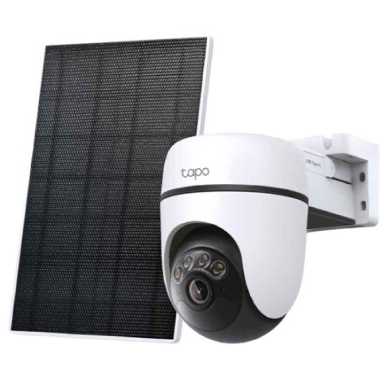 Solar-Powered Pan/Tilt Security Camera Kit SPEC:3K 5MP (2880×1620), 2.4 GHz, 6700mAh rechargeable lithium-ion battery,  Solar panel (5.2V, 2.5W) FEATURE: Pan/Tilt,  Non-Stop Power, Smart Detection and Notifications (motion, people, pets, cars),AI Tracking, Color Night Vision, Sound and Light Alarm