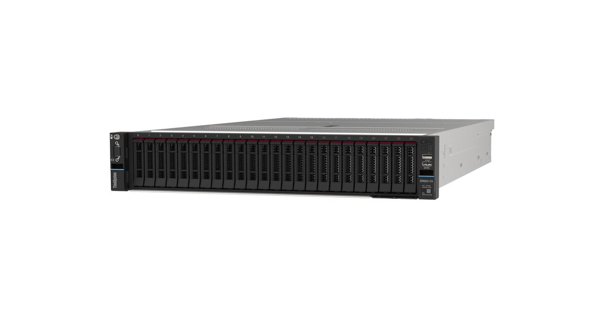 Server Lenovo ThinkSystem SR650 V3, Rack 2U, Intel Xeon Silver 4510 (12 C / 24 T, 2.40 GHz - 4.10 GHz, 30 MB cache, 150 W), 32 GB DDR5 ECC, 8 x SFF, 1100 W