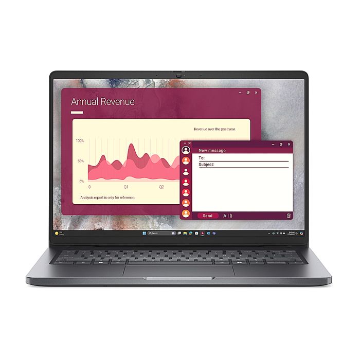 Laptop Dell PC14250 PC14250, 14 inch 1920 x 1200, Intel Core Ultra 5 235U (12 C / 14 T, 2.0 GHz - 4.9 GHz, 12 MB cache, 15 W), 16 GB DDR5, 1 TB SSD, Intel Graphics, Windows 11 Pro, Tastatura English International, Titan Gray