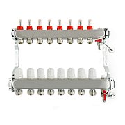 REITER RIXOP#210-KOSK-E-14 Distribuitor din oțel inoxidabil INOX pentru încălzire prin pardoseală, distanță de 50 mm, 14 circuite