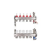 REITER RIXOP#210-KOSK-E-14 Distribuitor din oțel inoxidabil INOX pentru încălzire prin pardoseală, distanță de 50 mm, 14 circuite